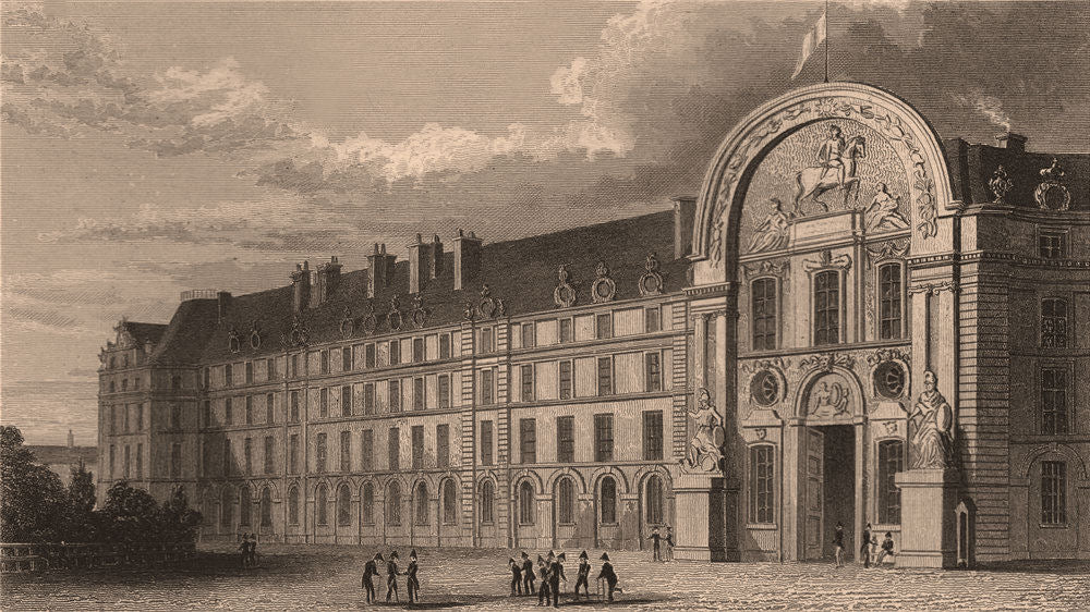 PARIS. Hotel des Invalides, Façade Principale. BICKNELL 1845 old antique print